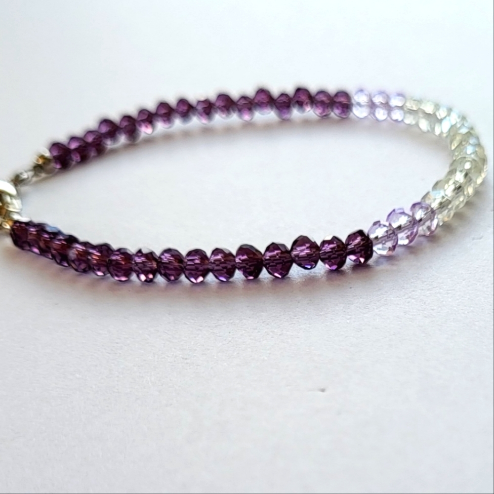 Purple ombre minimalist beaded dainty stacking bracelet